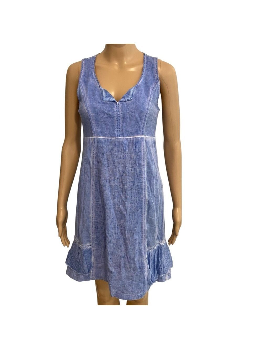 MALOKA linen &cotton blend dress sleeveless Vneck woven empire waist size 1/US 4